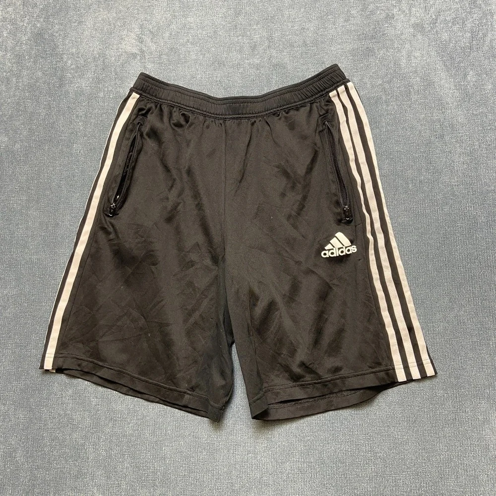 Adidas Primeblue Aeroready Basketball Shorts Mens M Black Striped Elastic Waist